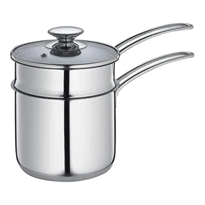 Afbeelding van Küchenprofi Capri Waterbad pannenset, diameter 14 cm, totale hoogte: 19 roestvrijstalen pan met deksel, geschikt voor alle warmtebronnen, inclusief inductie, smeltpan, kaarswas, chocolade en meer,