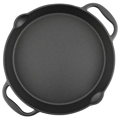 Afbeelding van BBQ Toro gietijzeren grillpan, pan met twee handgrepen en schenktuiten, serveerpan, (diameter 35 cm)