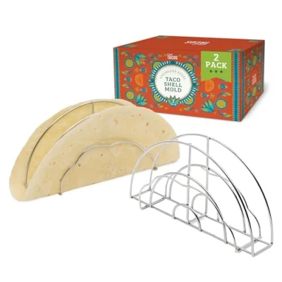 Afbeelding van Chef Tacos 2 Pack Premium Taco Shell Molder voor Oven &amp; Air Fryer Gebruik Veelzijdige Maker, Mold Frituren, Mal, Mand, Non Stick Shaper,