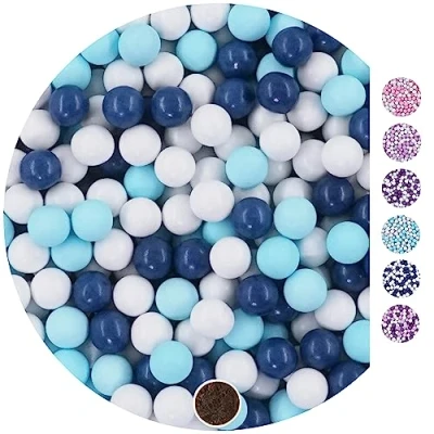 Afbeelding van EinsSein 1kg chocolade balletjes Mix small wit lichtblauw donkerblauw bruiloft chocoladebollen choco choups omhuld confetti rokante koekjes candy bar candybar geboorte communie geschenken
