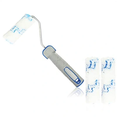 Afbeelding van COM FOUR® Verfrollerset bestaande uit 1x hanger en 3x verfroller middelhoge 10cm verfroller, 25cm hanger, vervangende rollers professionele schilderaccessoires voor doe het zelvers