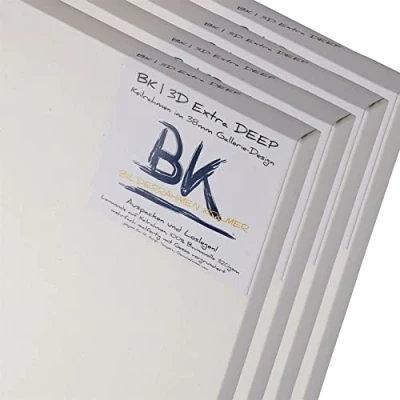 Afbeelding van 4 B.K. Deep Edge SCHILDERSDOEKEN op SPIERAAM 70x100 cm extra diep, 100% katoen canvas brancardframe, klaar om te schilderen met hoogwaardige primer