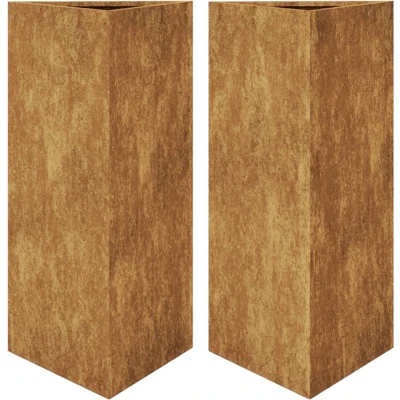 Afbeelding van vidaXL Plantenbakken 2 st driehoek 40x34,5x70 cm cortenstaal