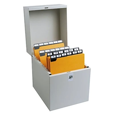 Afbeelding van Exacompta 54718E Metalib indexcassette voor maximaal 500 indexkaarten, DIN A5, hoog, handgrepen en achter met scheidingsplaat, grijs