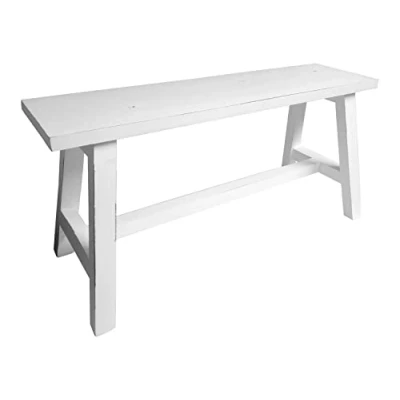 Afbeelding van 1a Handelsagentur houten zitbank wit used look 90x35cm halbank bank landhuisbank