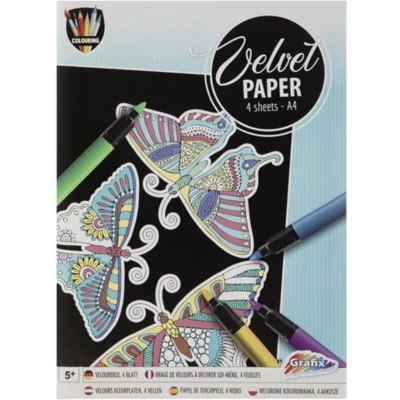 Afbeelding van Velvet papier 4 sheets A4 Vlinder