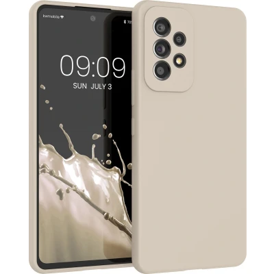 Afbeelding van kwmobile telefoonhoesje geschikt voor Samsung Galaxy A53 5G Hoesje met siliconen coating Smartphone case in mat crème