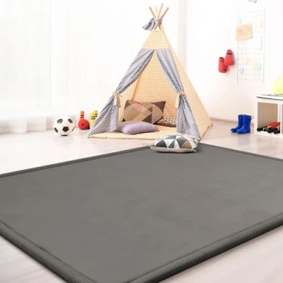 Afbeelding van Speelmat Baby Matje Effen Kleur Antislip Soft, Kleur: Grijs, Maat:160x220 cm