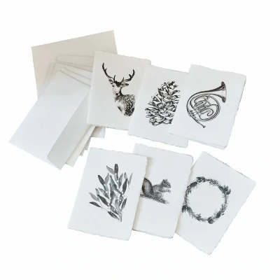 Afbeelding van LOBERON Wenskaarten set van 6 Previa wit