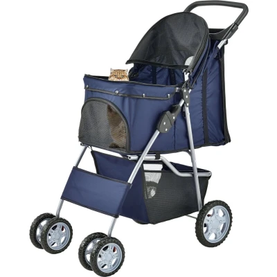 Afbeelding van Hondenbuggy met 4 wielen 73x46x100 cm max. 15 kg blauw
