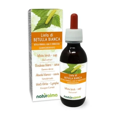 Afbeelding van Ruwe berk (Betula pendula, alba of verrucosa) Alcoholvrij extract van vers sap Naturalma Vloeibaar druppels 120 ml Voedingssupplement Veganistisch