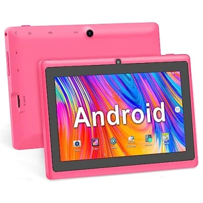 Afbeelding van Haehne 7 inch tablet pc, Android 5.0, A33 Quad Core, 1 GB RAM, 8 ROM, dual camera&#039;s, wifi, Bluetooth, voor volwassenen en kinderen, roze