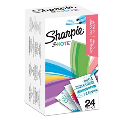 Afbeelding van Sharpie S Note markeerstiften, deel art marker, markeerstift om te tekenen, schrijven en meer, beitelpunt, diverse pastelkleuren, 24 stuks
