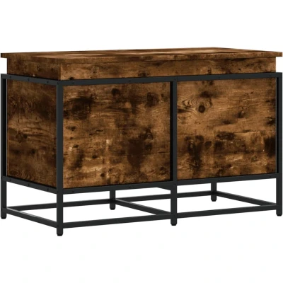 Afbeelding van Opbergbox met deksel 80x40x51,5 cm bewerkt hout gerookt eiken
