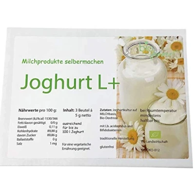 Afbeelding van yoghurt L+ Bioferment® voor zelf maken van gezonde milde 3 zakken starterculturen voldoende de productie maximaal 90 liter verse