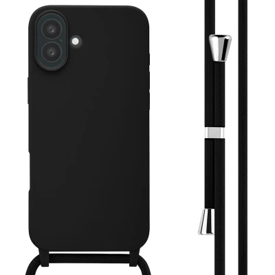 Afbeelding van Apple iPhone 16 Plus Hoesje Siliconen en TPU (zacht) imoshion Softcase/Koordhoesje/Backcover Zwart Telefoonhoesje