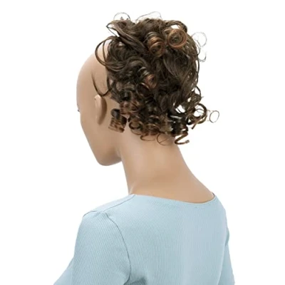 Afbeelding van CAISHA Haarstukje Scrunchy Updo Kapsels Bruidskapsels Volumineus Krullend Rommelig Knotje Bruin Mix G21L