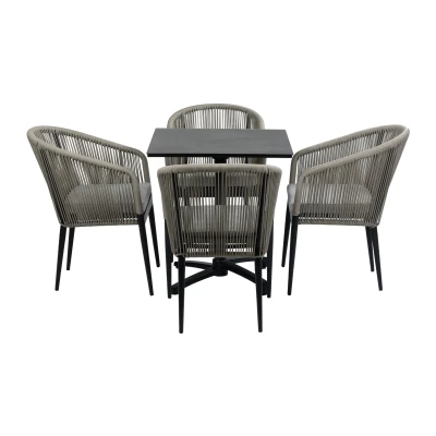Afbeelding van Normin 5 Delige tuinset 4 Tuinstoelen Sluis Inklapbare tuintafel Gent 70x70cm