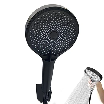 Afbeelding van handdouche, douchekoppen, multifunctioneel, douchekop, universele waterbesparend, 3 straalsoorten, geschikt voor badkamer, saunaruimte, kapper (zwart)