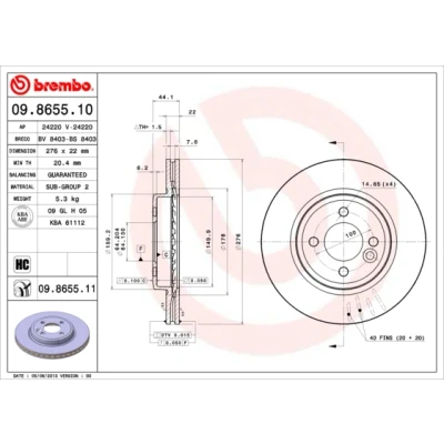 Afbeelding van Brembo Remschijf 09.8655.11