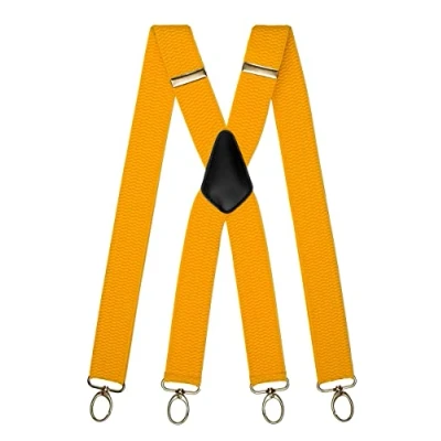 Afbeelding van Olata Werk Bretels X Vorm Met Karabijnhaken 4 cm. Geel (Zilveren Clips)