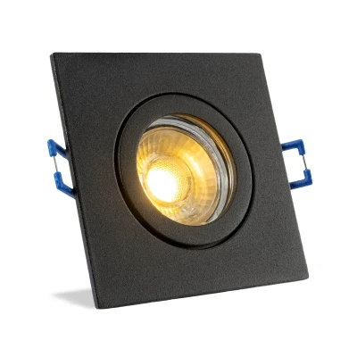 Afbeelding van IP44 Platte LED inbouwspot Sutton badkamer of buiten Vierkante spot Zwart Extra Warm Wit 2700K 3.8 Watt Integral