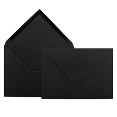 Afbeelding van COLOURS 4 YOU Enveloppen, DIN C6, zwart, 11,4 x 16,2 cm, 80 g/m² enveloppen met natte lijm, puntige klep, zonder venster, 50 stuks