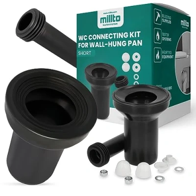Afbeelding van Millto™ WC aansluitset muur gootsteen afvoer aansluitbuis aansluitgarnituur korte inbouwspoelbak aansluiting toiletaansluiting ontwateringssystemen toiletspoelbakken
