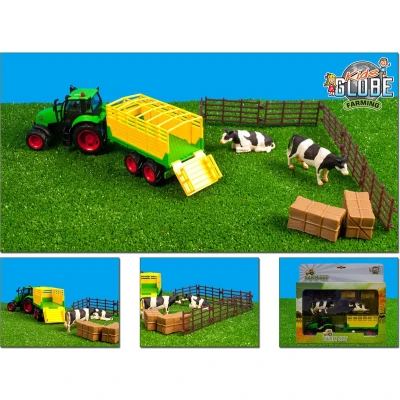 Afbeelding van Kids Globe Boerderij Speelset inc Tractor Aanhanger Hekjes Balen Koeien