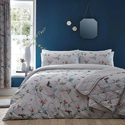 Afbeelding van Dreams &amp; Drapes Mansfield onderhoudsvriendelijke beddengoedset, 52% polyester, 48% katoen, grijs, eenpersoonsbed