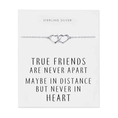 Afbeelding van Philip Jones Sterling zilveren echte vriendschap hart link armband, Adjustable, zilver