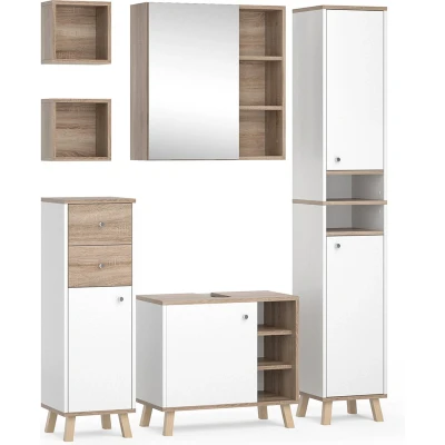 Afbeelding van Vicco Badkamermeubel set &quot;Senyo&quot;, Wit/Sonoma, 5 delen