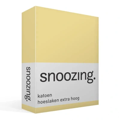 Afbeelding van Snoozing Katoen Extra Hoog Hoeslaken Eenpersoons 90x200 cm Geel
