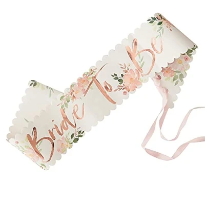 Afbeelding van Ginger Ray Bloemen Kippenpartij Rose Gold Foiled Bruid Om Sash Single Pack Te Zijn