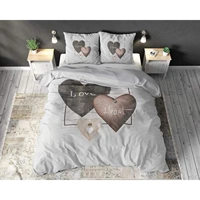 Afbeelding van Dekbedovertrek Liefdes Hart 200 x 220 cm, 100% Katoen, Met knoopsluiting, Dekbedovertrekset, beddengoedset incl. 2 kussenslopen