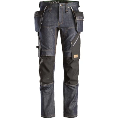 Afbeelding van Snickers 6955 FlexiWork Denim Werkbroek+ met Holsterzakken blauw/Zwart