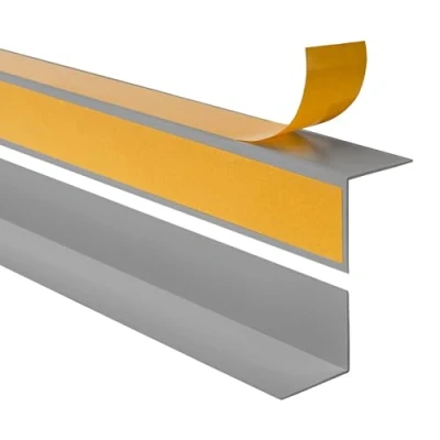 Afbeelding van Quest PVC randbeschermhoek, randbeschermlijst, zelfklevend hoekprofiel, met plakband aan de buitenkant, 40 x mm, 200 cm, donkergrijs