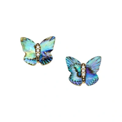 Afbeelding van Fossil Damesoorstekers Sutton Butterfly Wings Abalone meerkleurig, JF04813710, Eén maat, Roestvrij staal, Geen edelsteen