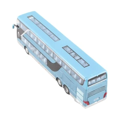 Afbeelding van Elektrische 1:50 legering dubbeldekker schoolbus terugtrekbus voertuigen auto modelset speelgoed met lichte muziek beste voor kinderen peuters [blauw]