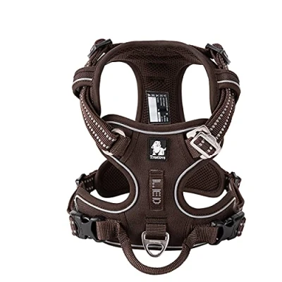 Afbeelding van WINHYEPET True Love No Pull Hond Harnas Extra Reflecterende Huisdier voor Kleine Medium Grote Honden Adjustbale Hardlopen Gewatteerde Zachte Mesh Vest Gemakkelijke Controle TLH56512 (Bruin, S)
