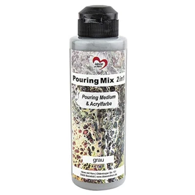 Afbeelding van Ideen mit Herz Pouring Mix 2 in 1 medium &amp; Acrylverf 180 ml geen verdere mengen met vloeistof, of siliconenolie nodig (grijs)