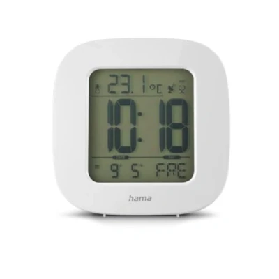 Afbeelding van Hama Draadloze wekker Digitale Display Tijd, datum en temperatuurweergave Sluimerfunctie 7,8x4x7,8 cm Incl. batterijen Wit