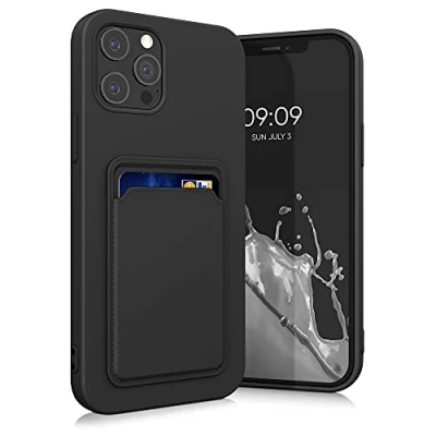 Afbeelding van kwmobile telefoonhoesje compatibel met Apple iPhone 12 Pro Max hoesje Case pasjeshouder Smartphone cover in zwart