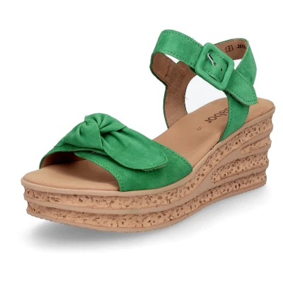 Afbeelding van Gabor 44.653 Sandalen met plateauzool, Dames, Maat: 40.5, Verde Leer