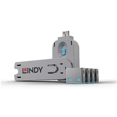 Afbeelding van LINDY 40452 USB poortslot (4 stuks) met sleutels: Code blauw
