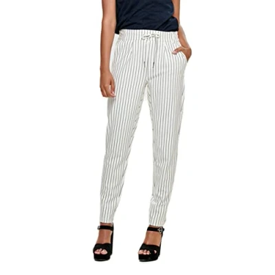 Afbeelding van ONLY Vrouwelijke broek poptrash, meerkleurig (Cloud Dancer Stripes:zwart), (M) W x 32L