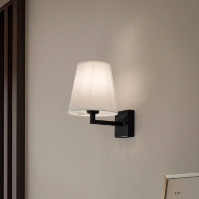 Afbeelding van Norbury Klassieke Wand Sconce Zwart Metaal en Wit Stof Menzzo
