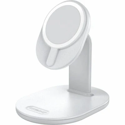 Afbeelding van OtterBox draadloze MagSafe oplaadstandaard, sterke magnetische uitlijning en bevestiging met MagSafe, gestroomlijnd apparaatlaadstation voor iPhone, Wit