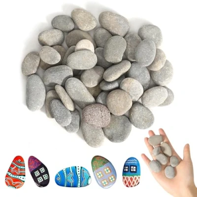 Afbeelding van 40 stuks stenen om te beschilderen, 1 3 cm, geschilderde kiezelstenen, gladde kiezelstenen strandkiezelstenen, grind, decoratieve stenen, natuursteen, doe het zelf aquariumstenen