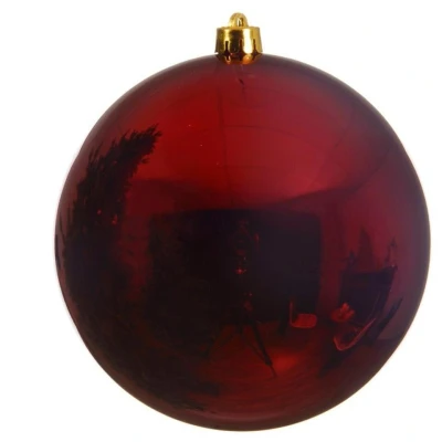 Afbeelding van Decoris Kerstbal groot donkerrood kunststof glans 20 cm
